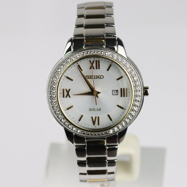 Seiko woman Recraft Solar Mother of Pearl Dial Two tone Crystal Accent SUT246