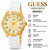 GUESS Ladies Gold-Tone White Ceramic Bracelet Watch – W0592L1