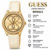 GUESS Ladies Crystal Logo Gold-Tone Leather Strap Watch – W0162L2