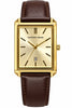 Geoffrey Beene Men`s Gold- Tone Rectangular Watch - Brown leather GB8170GD