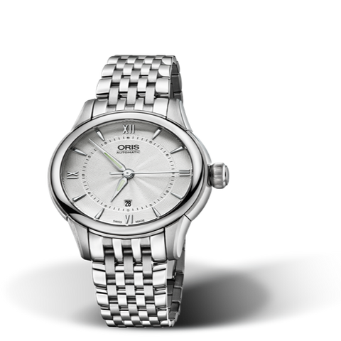 Oris Artelier Date, Romen numeral, Silver dial, 31mm, MB