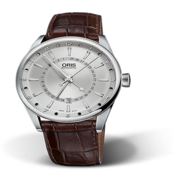 Oris Artix Pointer Moon, Date, Silver Dial, 42mm, Brown LS