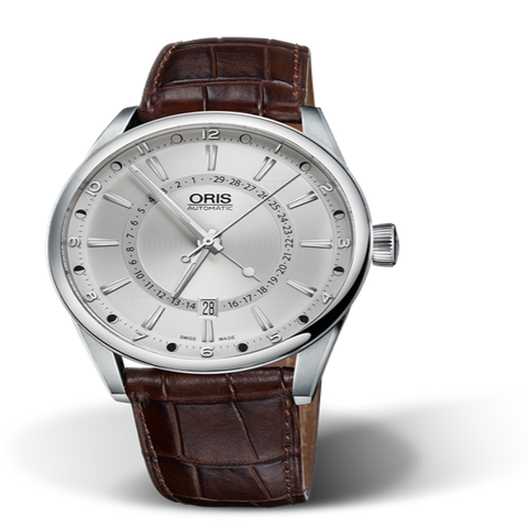 Oris Artix Pointer Moon, Date, Silver Dial, 42mm, Brown LS