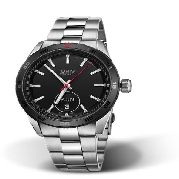 Oris Artix GT Day Date, ceramic top ring, black dial