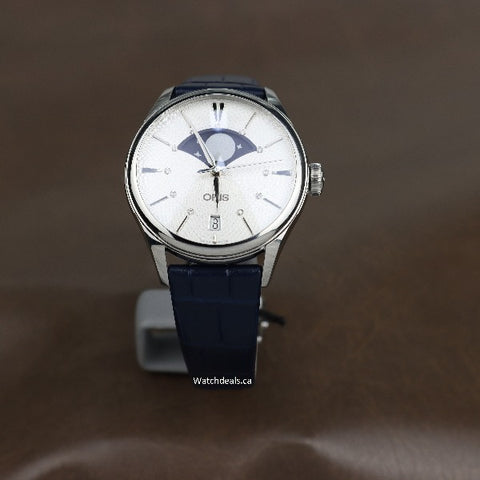 Oris Artelier Grande Lune, Date, 36mm, Silver Dial Leatherstrap blue - 01 763 7723 4051-07 5 18 66FC