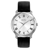 Bulova men Dress Silver Dial Black Leather Watch - 96A133