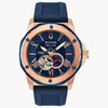 Bulova men Marine Star Watch In Rose Gold and Blue - 98A227