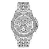 Bulova men Octava Crystal Accent Watch with Silver-Tone Dial - 96C134