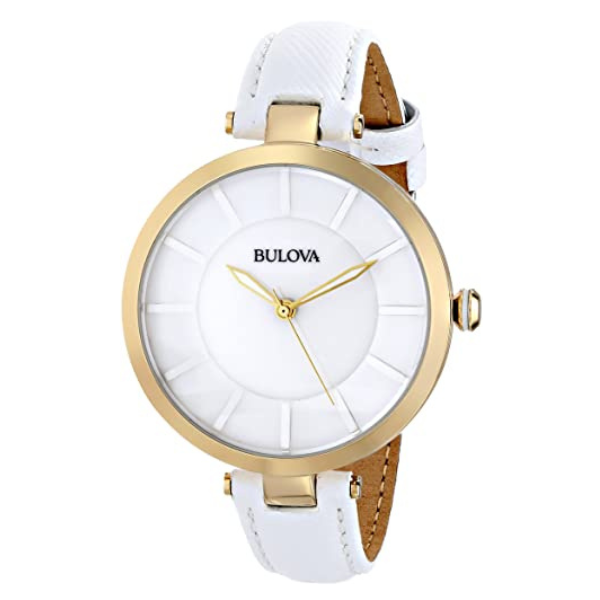 Bulova Dress White Dial White Leather woman Watch - 97L140