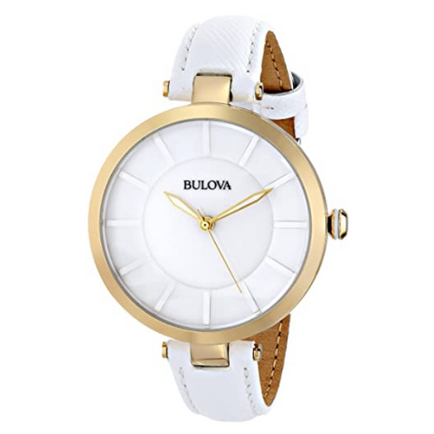 Bulova Dress White Dial White Leather woman Watch - 97L140