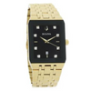 Bulova men Modern Diamond Accent Gold-Tone Watch with Rectangular Black Dial - 97D118