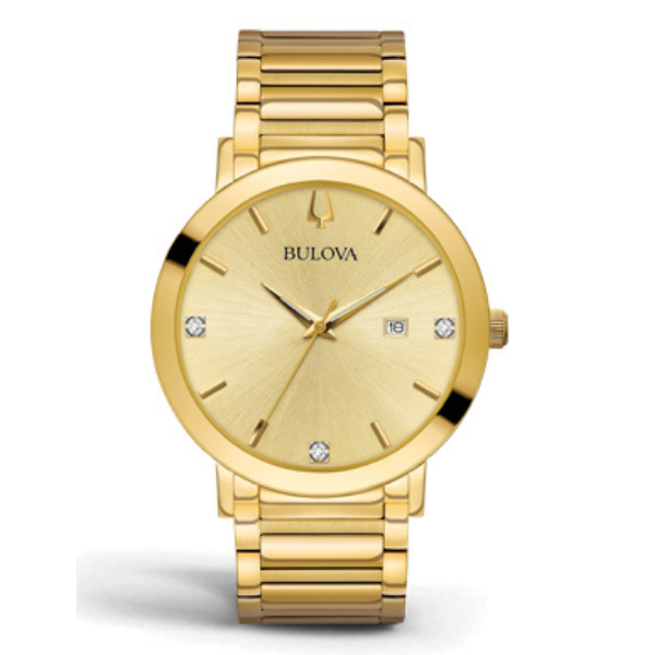 Bulova diamond Gold Dial men Watch - 97D115