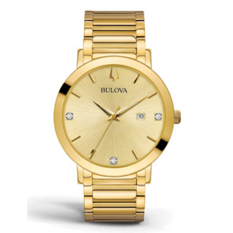 Bulova diamond Gold Dial men Watch - 97D115