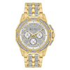 Bulova men Bulova Crystal Accent Gold-Tone Watch with Silver-Tone Dial - 98C126