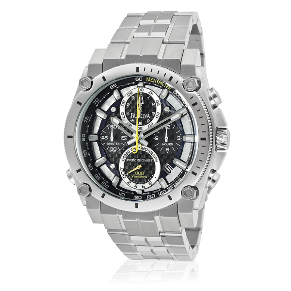Bulova men Precisionist Chronograph Watch with Black Dial - 96B175