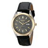 Seiko men Solar Grey Dial Black Leather Strap - SNE050