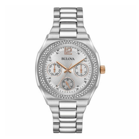 Bulova 34mm woman Dress Swarovski Crystal Stainless Steel Watch