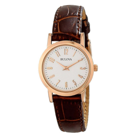 Bulova woman  Diamond Accent Strap Watch with Mother-of-Pearl Dial - Brown leather