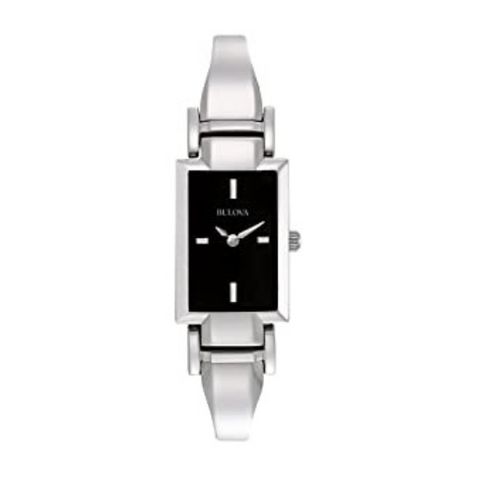 Bulova woman 96L138 Stainless Steel and Black Dial Bangle Watch
