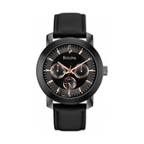 Bulova men watch black leather