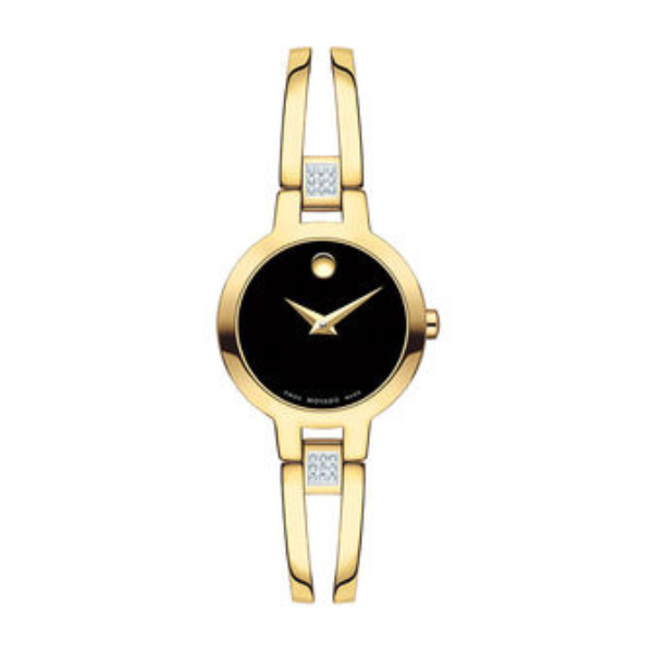 Movado Amorosa woman Diamond Watch - Gold Black Dial