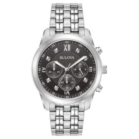 Bulova men Diamond Accent Chronograph Watch with Black Dial