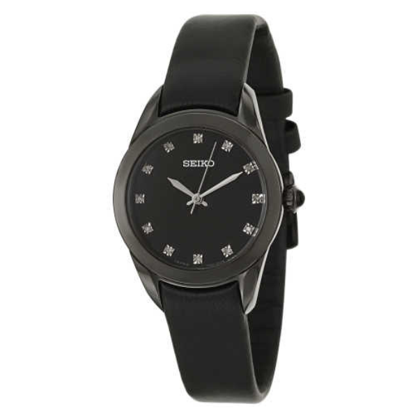 Seiko women's leather sales strap solar dress watch