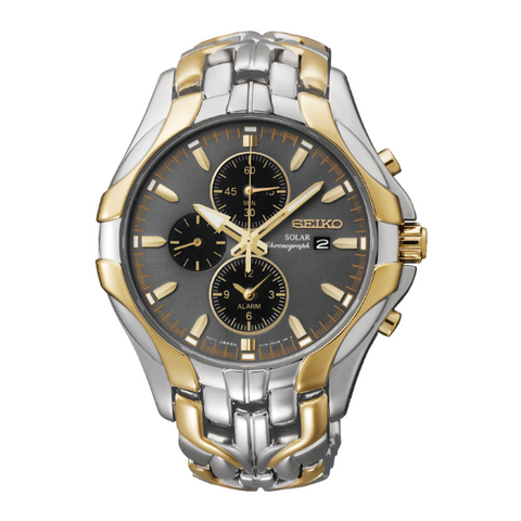 Seiko Solar Chronograph Grey Dial Two-tone men Watch