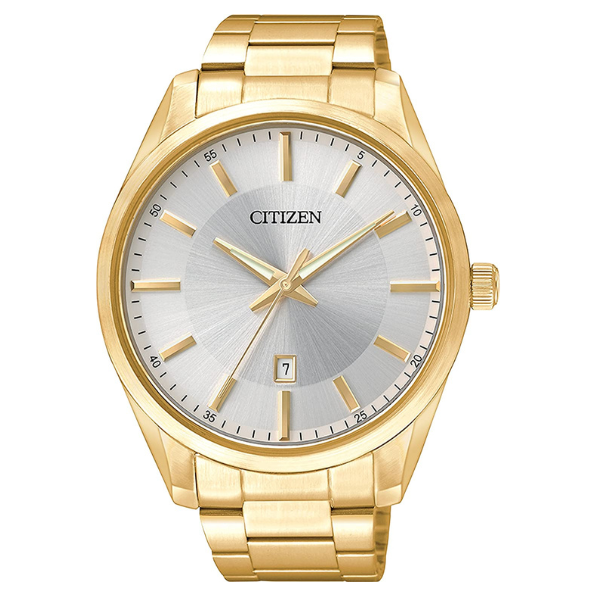 Citizen men Quartz Gold-Tone Watch with Silver Dial 