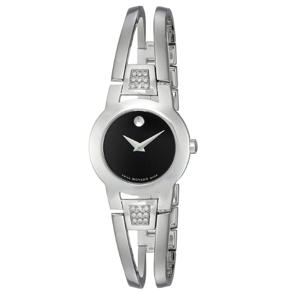 Movado Amorosa woman Diamond Watch - Silver Black Dial