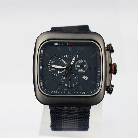 Gucci Coupe Chronograph Blue Dial Blue and Grey Fabric men Watch - YA131203
