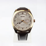 Seiko men Recraft Automatic Rose-Tone Strap Watch with Grey Dial - SNKN72