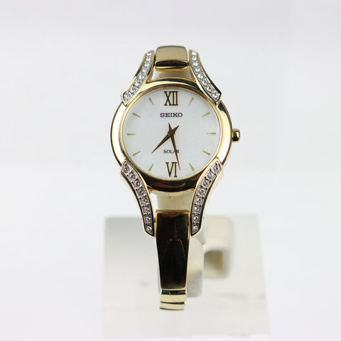 Seiko Solar Mother of Pearl Gold-tone woman Watch - SUP216
