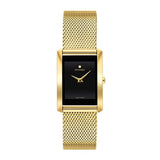 Movado woman' La Nouvelle Gold-Tone PVD Mesh Watch with Rectangular Black Dial - 607189