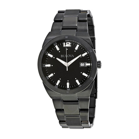 Bulova Mens Black Stainless Steel Watch