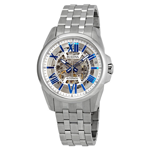 Bulova men Sutton Automatic Watch with Silver-Tone Skeleton Dial