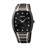 Seiko Solar Diamond Black Dial Two Tone Caliber V157 men Watch