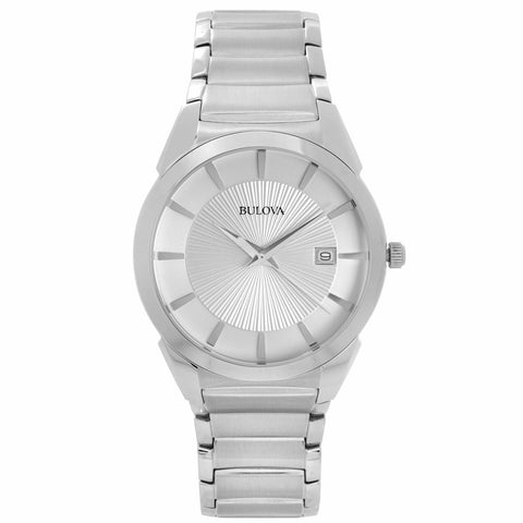 Bulova men Silver Dial Stainless Steel Watch
