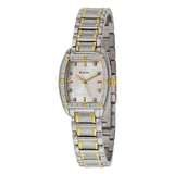 Bulova woman Diamond Accent Two-Tone Stainless Steel Watch with Tonneau Mother-of-Pearl Dial 