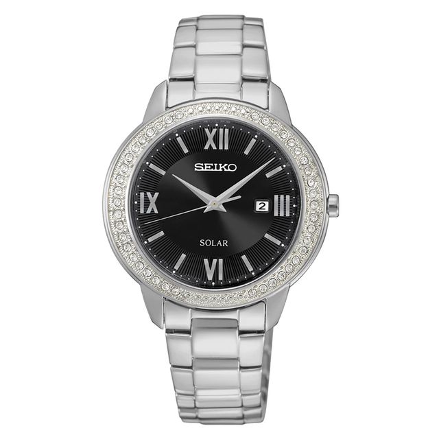 Seiko woman Recraft Solar Black Dial Stainless Steel Crystal Accent