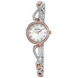 Bulova woman  Crystal Watch with Mother-of-Pearl Dial and Sideways Infinity Pendant Set