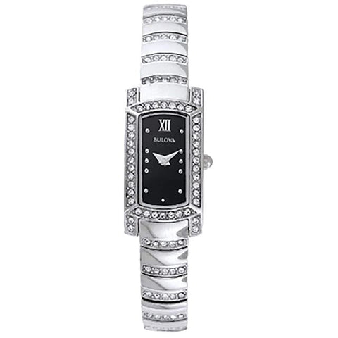 Bulova woman  Crystal Accent Watch with Rectangle Black Dial