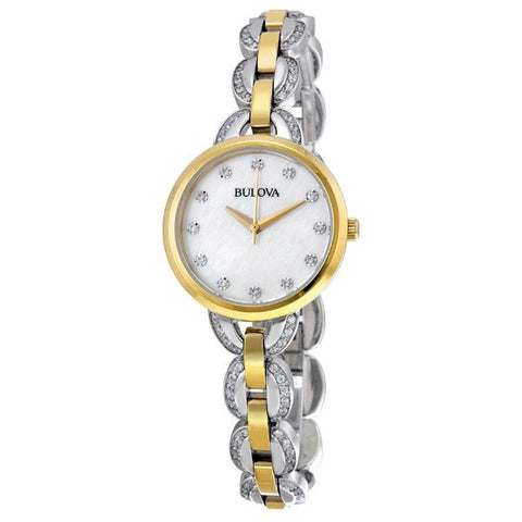 Bulova woman Two-Tone Facets Watch with Mother of Pearl Dial, Analog Display Japanese Quartz