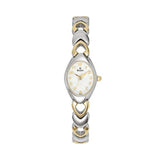 Bulova woman  Classic Two-Tone Bangle Watch with Oval White Dial 