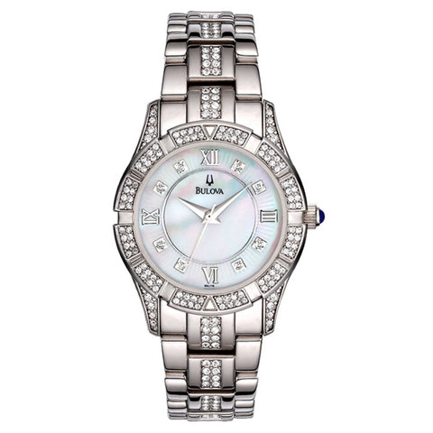 Bulova woman Dress, diamond watch with mother of pearl dial