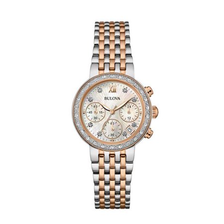 Bulova woman  Diamond Accent Two-Tone Watch with Mother-of-Pearl Dial - Rose gold stainless steel