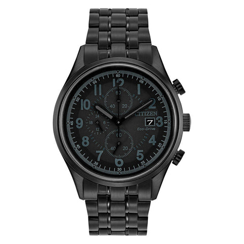 Citizen men Eco-Drive Chandler Black IP Chronograph Watch 