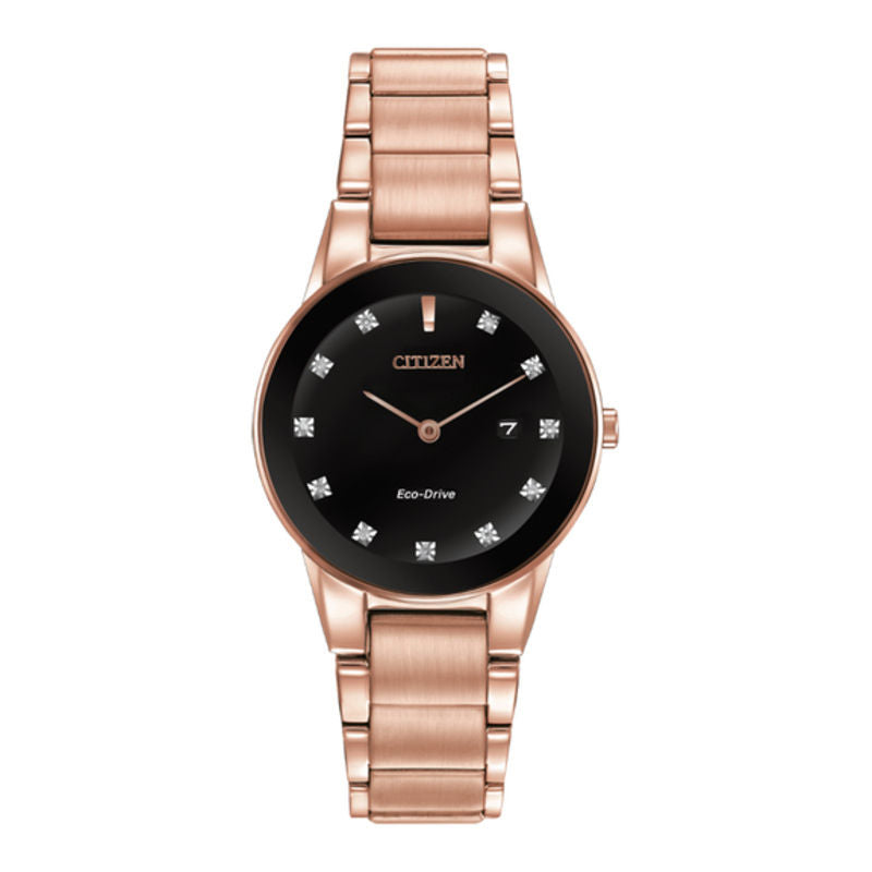 Citizen woman  Eco-Drive Axiom Diamond Accent Rose-Tone Watch with Black Dial