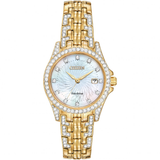 Citizen woman Eco-Drive Crystal Accent Watch with Mother-of-Pearl Dial and Bracelet Boxed Set 