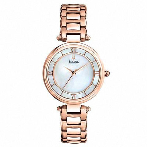 Bulova woman Mother of Pearl Dial Rose Gold-plated Watch